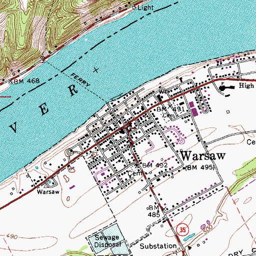 Topographic Map of Warsaw, KY