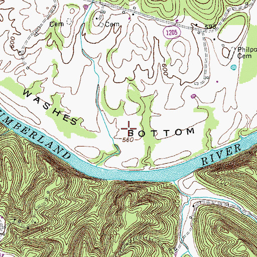 Topographic Map of Washes Bottom, KY