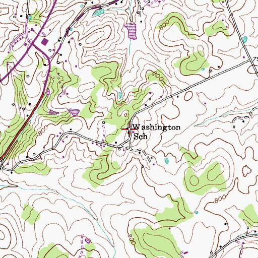 Topographic Map of Washington School, KY