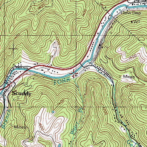 Topographic Map of Water Branch, KY