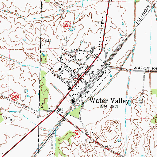 Topographic Map of Water Valley, KY