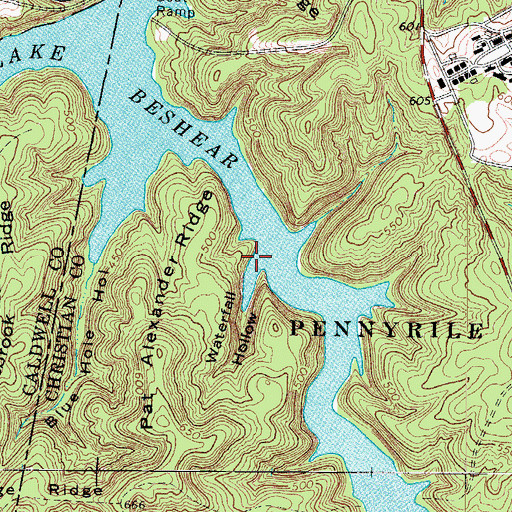 Topographic Map of Waterfall Hollow, KY