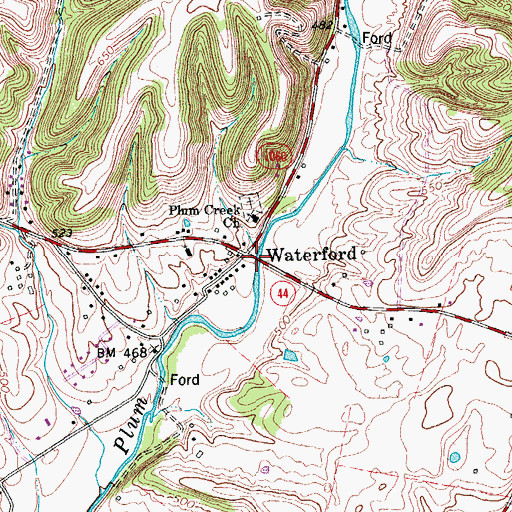 Topographic Map of Waterford, KY