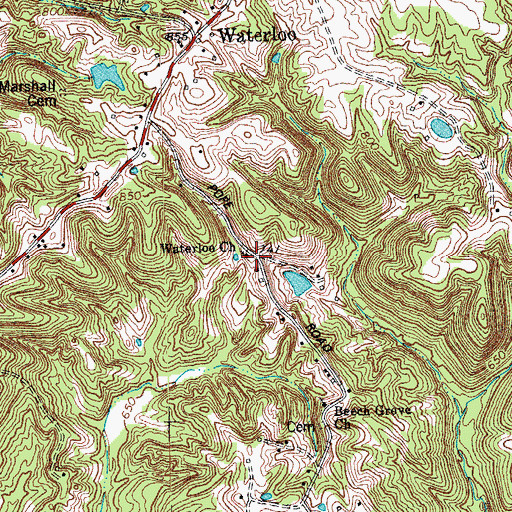 Topographic Map of Waterloo Church, KY