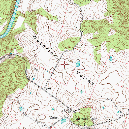 Topographic Map of Waterloo Valley, KY