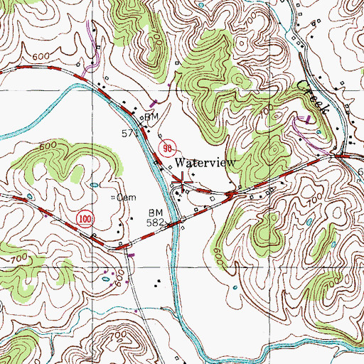 Topographic Map of Waterview, KY