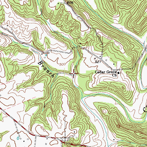 Topographic Map of Watery Branch, KY