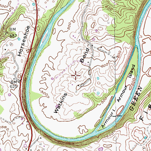 Topographic Map of Watkins Bend, KY