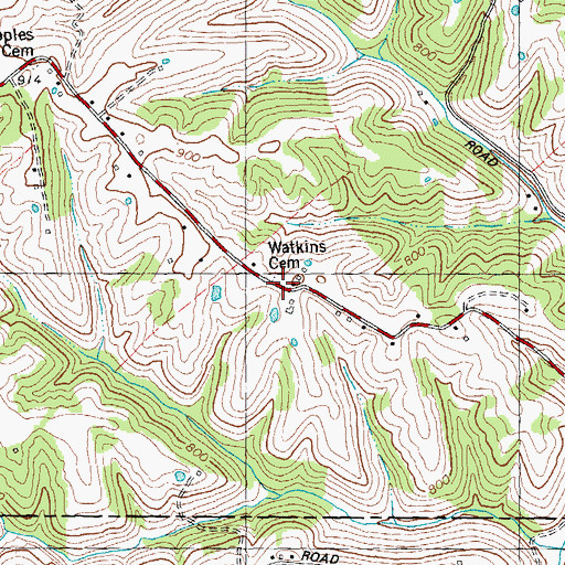 Topographic Map of Watkins Cemetery, KY