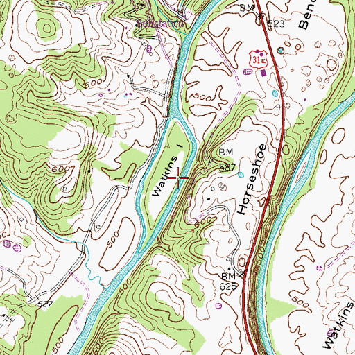 Topographic Map of Watkins Island, KY