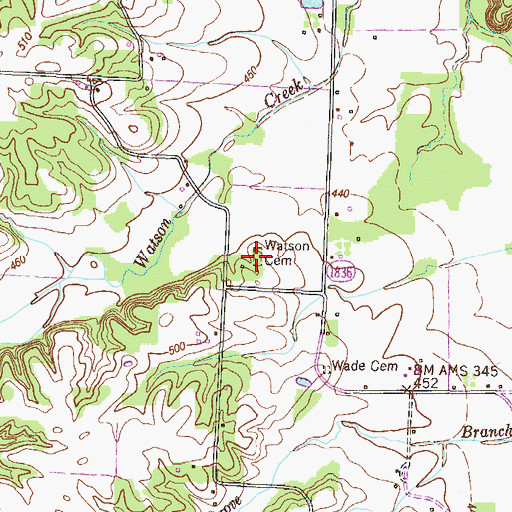 Topographic Map of Watson Cemetery, KY