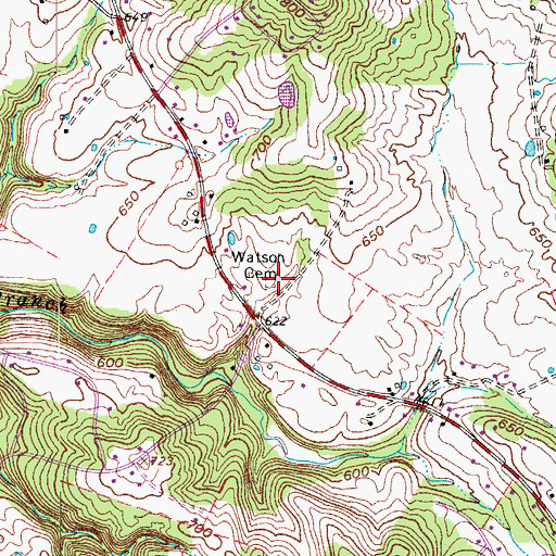Topographic Map of Watson Cemetery, KY