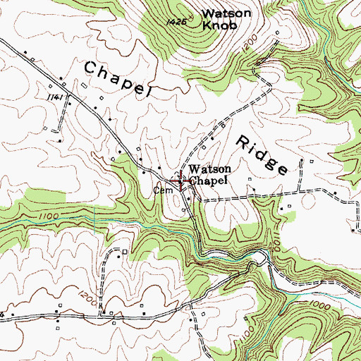 Topographic Map of Watson Chapel Christian Church, KY