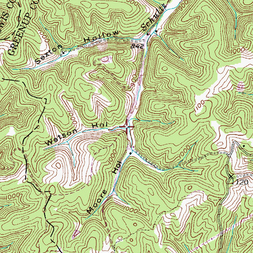 Topographic Map of Watson Hollow, KY