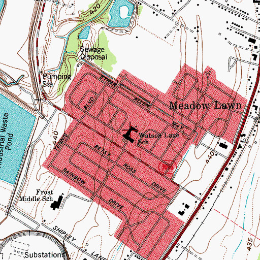 Topographic Map of Watson Lane School, KY