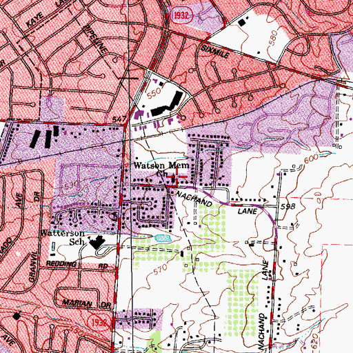 Topographic Map of Watson Memorial Church, KY