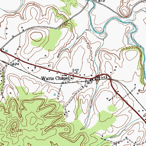 Topographic Map of Watts Chapel Baptist Church, KY