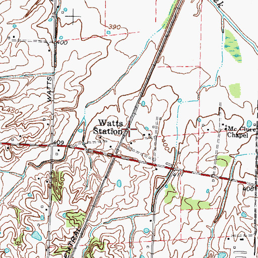 Topographic Map of Watts Station, KY