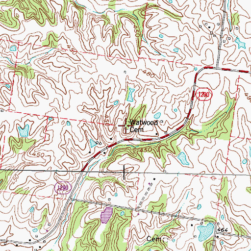 Topographic Map of Watwood Cemetery, KY