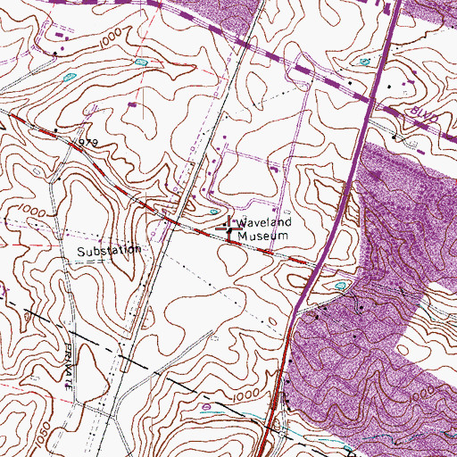 Topographic Map of Waveland Museum, KY