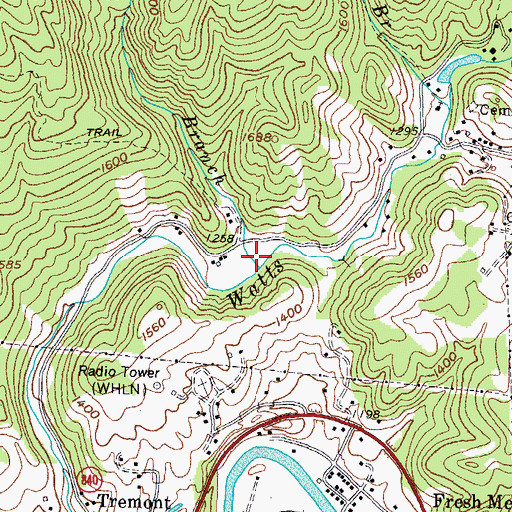 Topographic Map of Wax Branch, KY