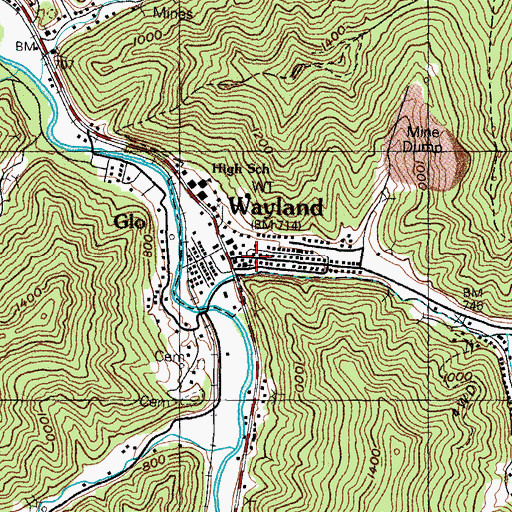 Topographic Map of Wayland, KY