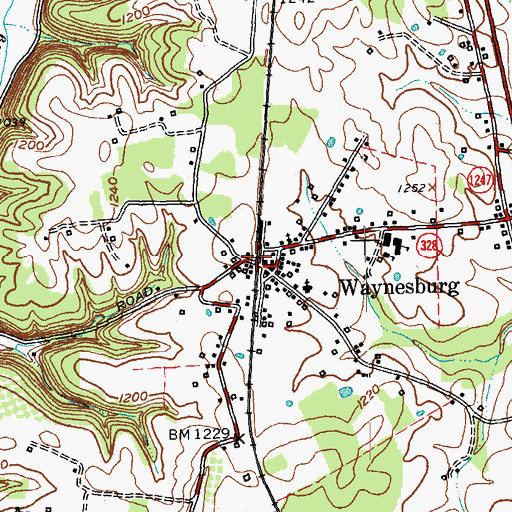 Topographic Map of Waynesburg, KY