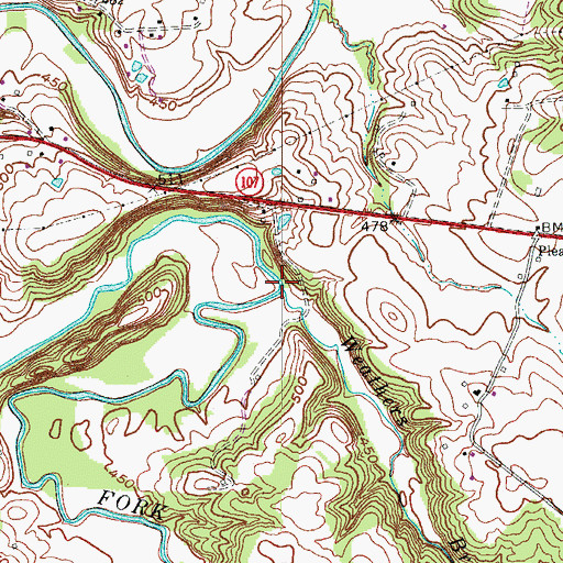 Topographic Map of Weathers Branch, KY
