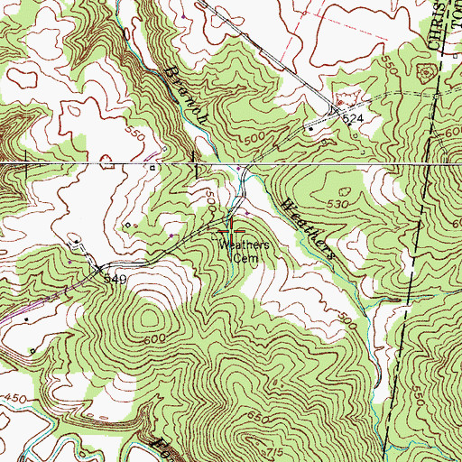 Topographic Map of Weathers Cemetery, KY