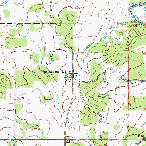Topographic Map of Jerusalem Cemetery, AR