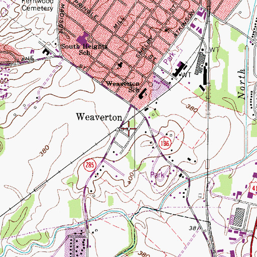 Topographic Map of Weaverton, KY