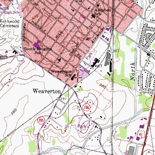 Topographic Map of Weaverton School, KY