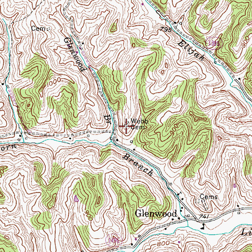 Topographic Map of Webb Cemetery, KY
