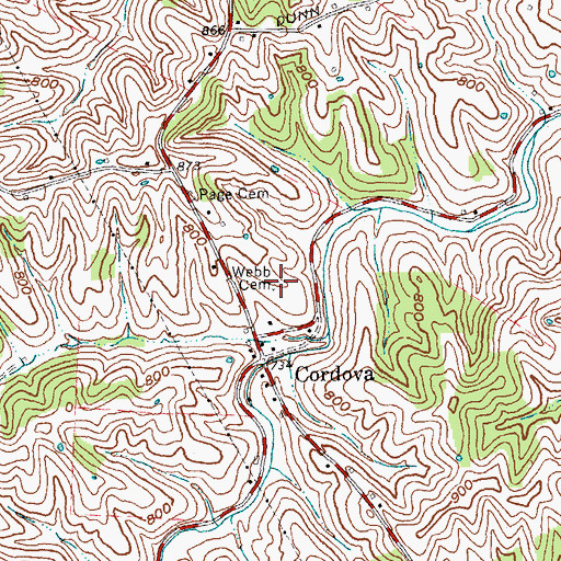 Topographic Map of Webb Cemetery, KY