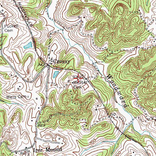 Topographic Map of Webber Cemetery, KY