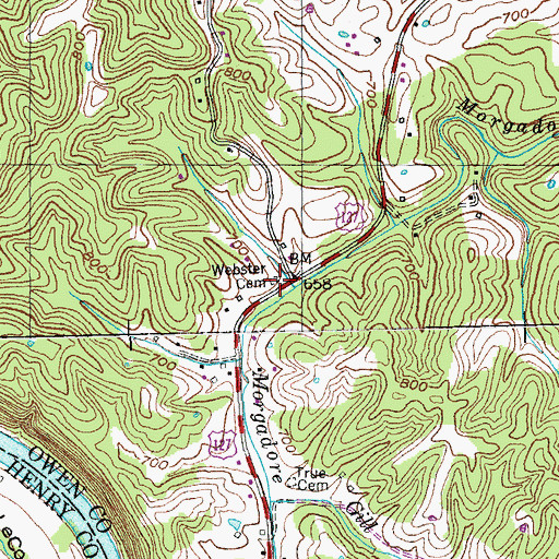 Topographic Map of Webster Cemetery, KY