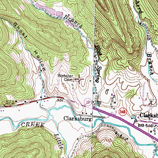 Topographic Map of Webster Cemetery, KY