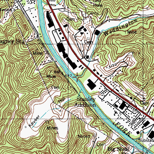 Topographic Map of Weddington Branch, KY