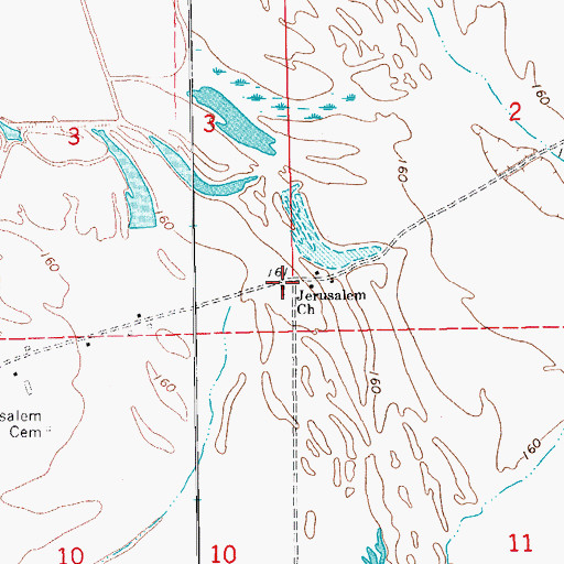 Topographic Map of Jerusalem Church, AR