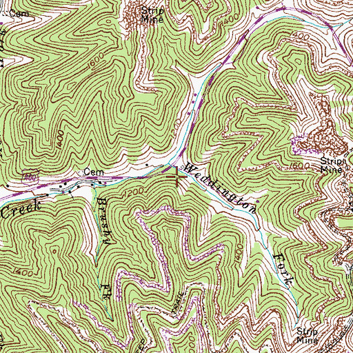 Topographic Map of Weddington Fork, KY