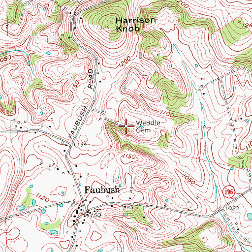 Topographic Map of Weddle Cemetery, KY