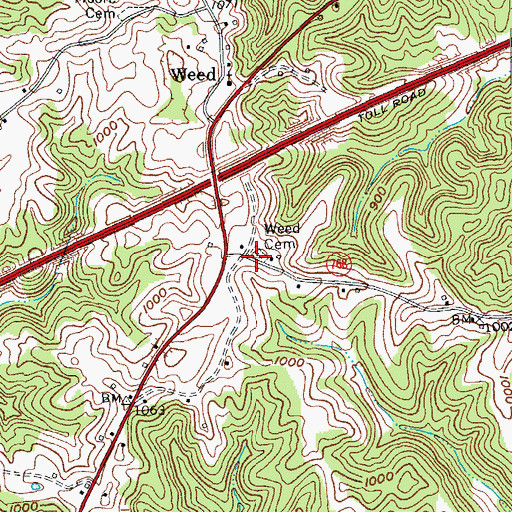 Topographic Map of Weed Cemetery, KY
