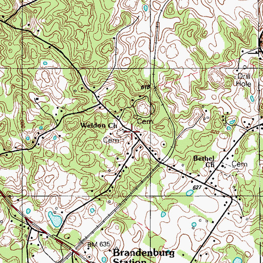 Topographic Map of Weldon Church, KY