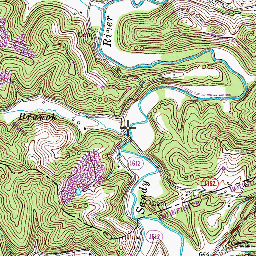 Topographic Map of Wells Branch, KY