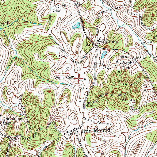 Topographic Map of Wells Cemetery, KY