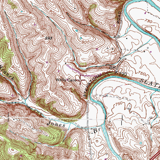 Topographic Map of Wells Cemetery, KY