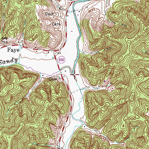 Topographic Map of Wells Creek, KY