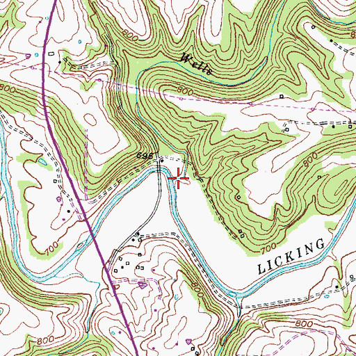 Topographic Map of Wells Creek, KY