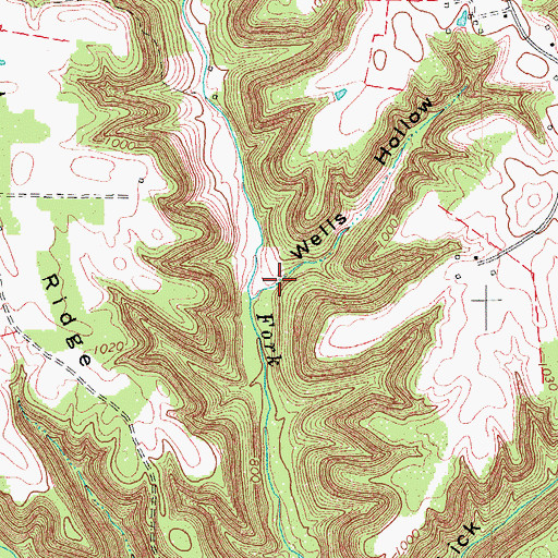 Topographic Map of Wells Hollow, KY