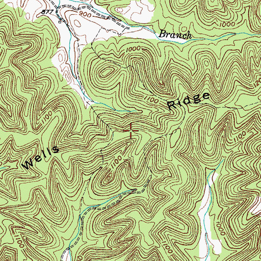 Topographic Map of Wells Ridge, KY
